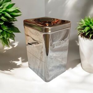 Lincoln Beautyware SUGAR Canister Vintage Silver Finish Black Knob Made …